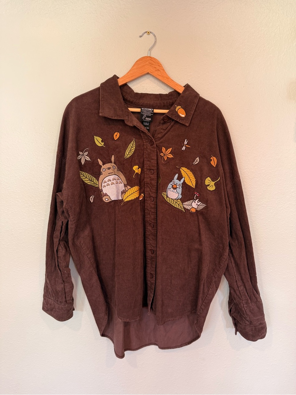 Studio Ghibli My Neighbor Totoro Embroidered Corduroy Overshirt XL